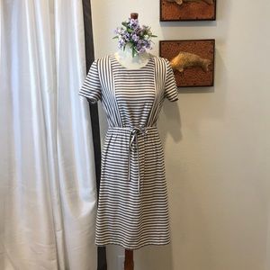 DONATING TODAY MUST GO Mikarose Striped Gray Dress with Tie-Waist